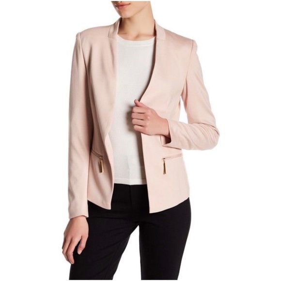 Carmen Marc Valvo Jackets & Blazers - Carmen Marc Valvo Open Front Blush Blazer